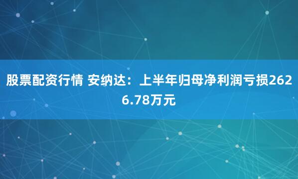 股票配资行情 安纳达：上半年归母净利润亏损2626.78万元